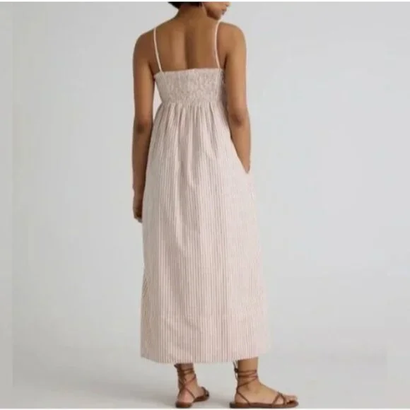 QUINCE Terracotta Striped Maxi Dress XS Nautical Resort 100% Organic Cotton - Picture 3 of 11